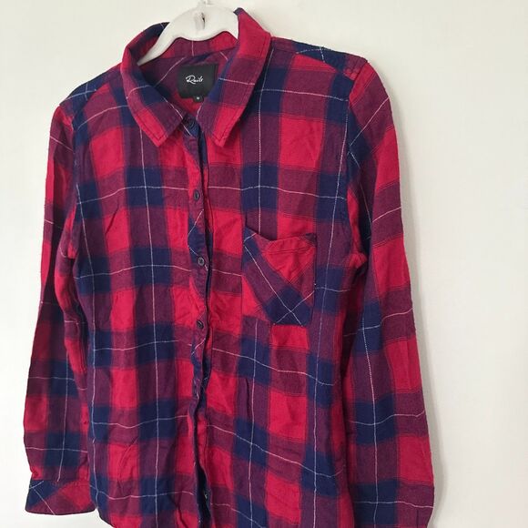 Rails Hunter Plaid Shirt Ruby Navy Check Flannel Long Sleeve Soft Buttondown M - Picture 3 of 10